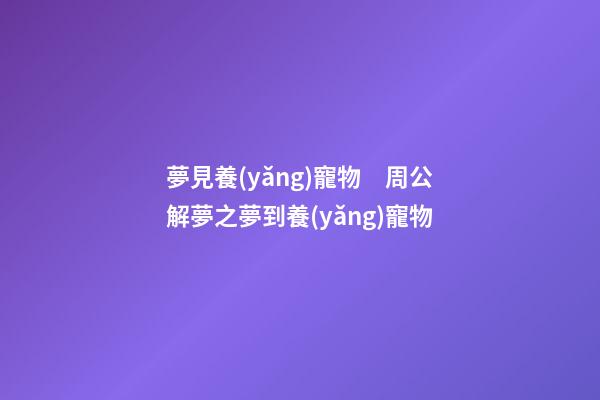 夢見養(yǎng)寵物　周公解夢之夢到養(yǎng)寵物